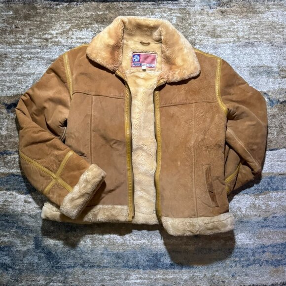 Vintage Protocol USA Faux Shearling Suede Jacket (XXL) - Picture 1 of 4